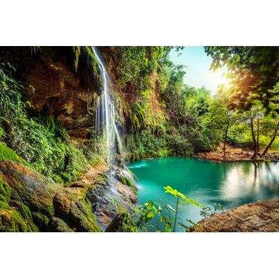 Peaceful View On The Waterfall by Anna_Om - Wrapped Canvas Print