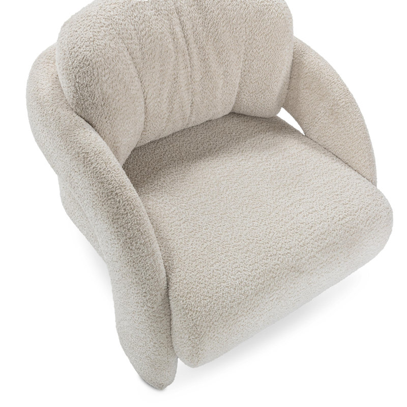 Salino Upholstered Fabric Lounge Accent Chair, Natural Polyester