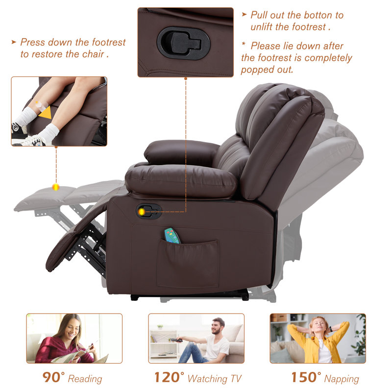 Canapé inclinable 73,6 po, Brun