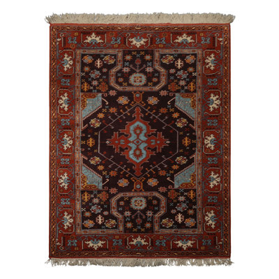 5'6''x7'8'' Hand Knotted Wool Chocolate Oushak Arts & Crafts Rustic Tribal Rug
