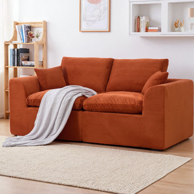 Modular Cloud Sectional Sofa 2-Seater Sofa with Removable Cushion Covers, Soft Corduroy Cloud Couch No Assembly Required, Modern Living Room Bedroom Furniture