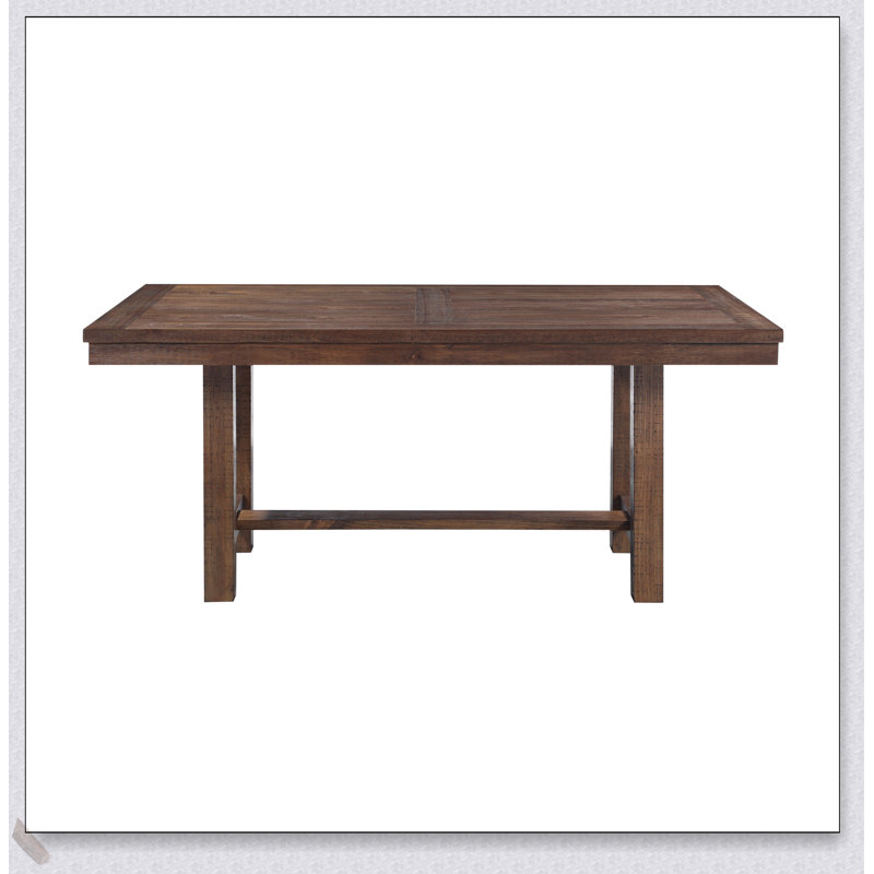 Brown Finish 6-Piece Dining Set with Rectangular Table, Bench, and Beige Upholstered Side Chairs for Transitional Kitchens