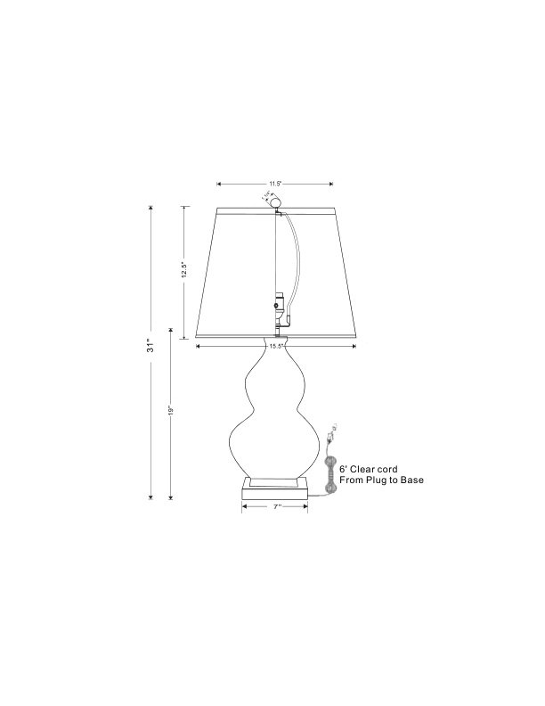 Lampe de table 31 po blanc / vert Scalamandre