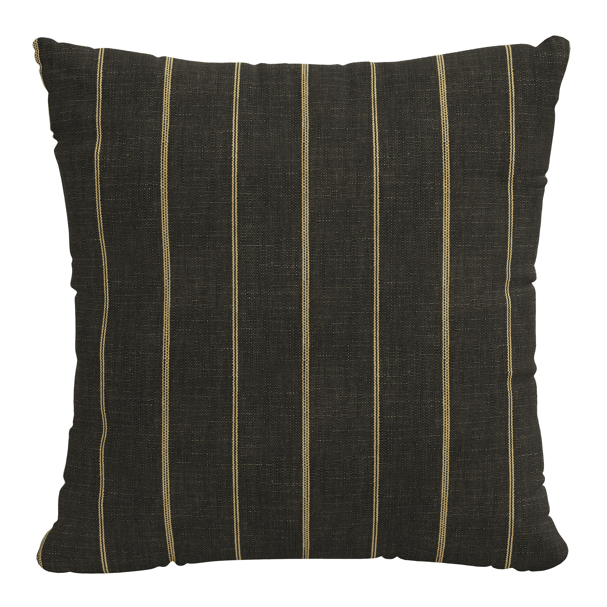 Clara Striped Cotton Pillow Cover, Black, Polyester/Polyfill, 18" x 18"