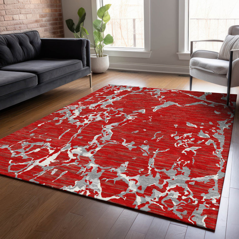 Tapis intérieur / extérieur rouge lavable Oceana , 5' x 7'6"