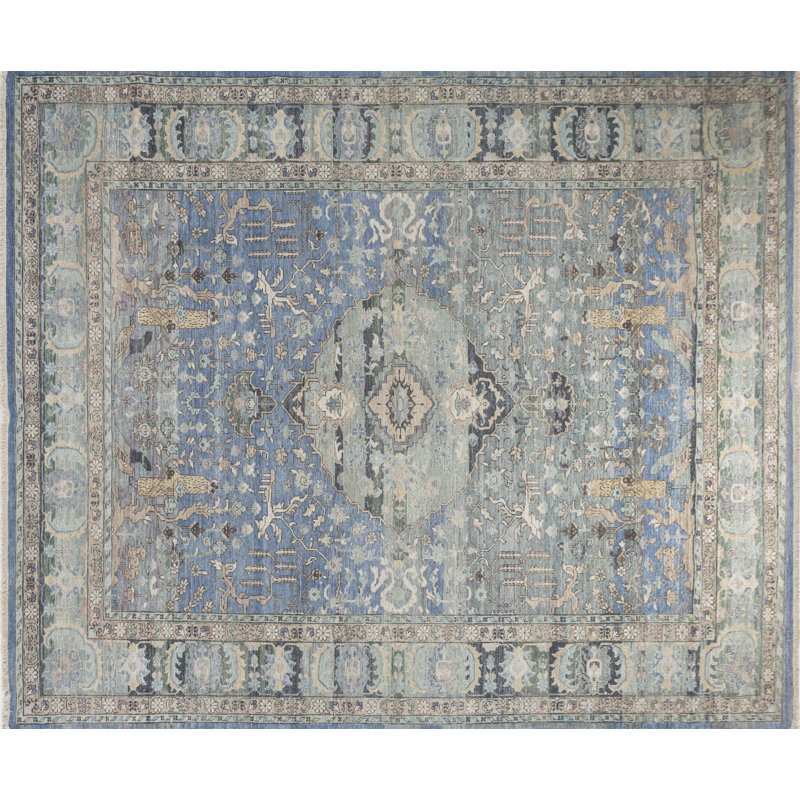 Contemporary One-of-a-Kind Rectangle 10' X 14'2" Hand Knotted Area Rug
