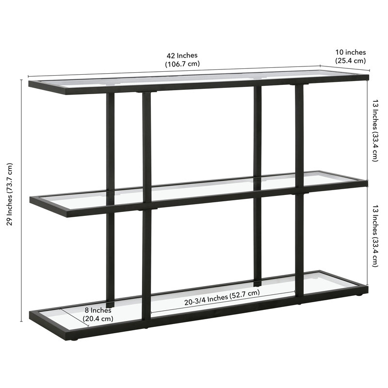 106.7cm Glass Top Console Table, Black