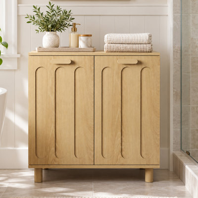 Tilt Out Laundry Hamper Cabinet with Removable Baskets and Solid Wood Legs