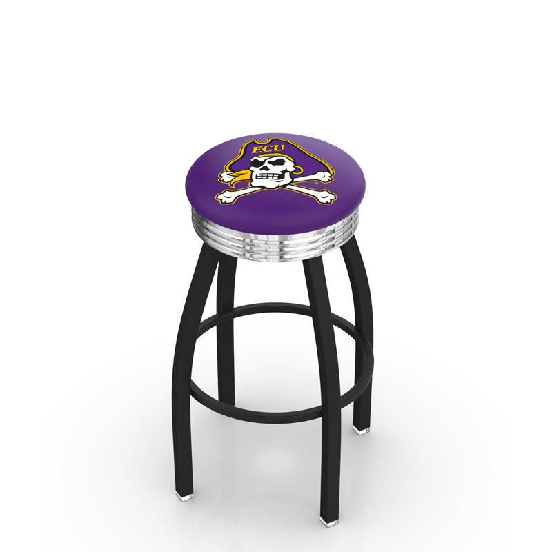 Tabouret de bar Logo Series, Tabouret de bar d'une hauteur de siège de 30 po, Chrome soudé solide, Université East Carolina