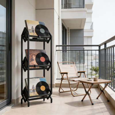 Vinyl Record Storage Rack - Heavy Duty Metal LP Shelf Display Stand Holds 260-280 Albums, Books, Magazines With Stackable Design And 3 Dividers by 17 Stories