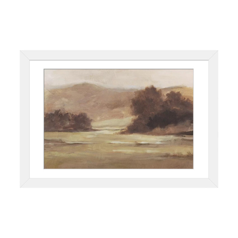 Reproduction d’art, "discrète Landscape I" par Ethan Harper, Toile avec cadre en bois beige, H 24 po x l 32 po, Blanc