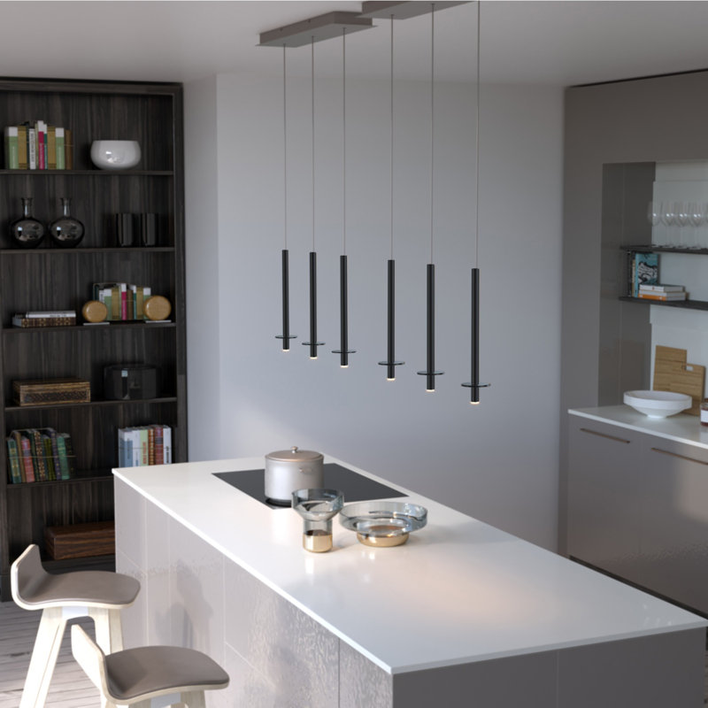 Zakaryan 3 - Light Kitchen Island Pendant, Black