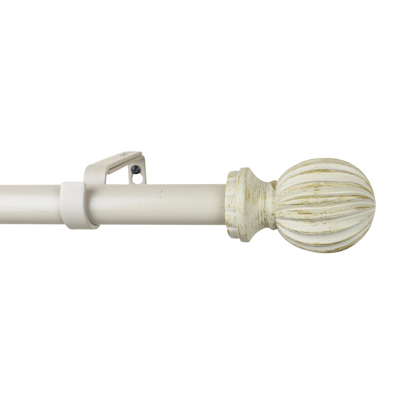 Tringle à rideaux simple réglable Claymore, l 48 po x p 6,75 po, Blanc doré de France