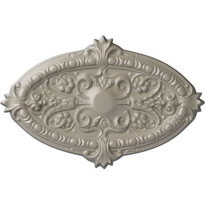Endurathane Marcella Ceiling Medallion, 26 3/8"W x 17 1/4"H x 1 3/4"P (Fits Canopies up to 3"), Hand-Painted Pearl White Finish