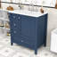 Meuble-lavabo moderne avec lavabo en céramique intégré, armoire à charnières à fermeture en douceur et 3 tiroirs-129412305