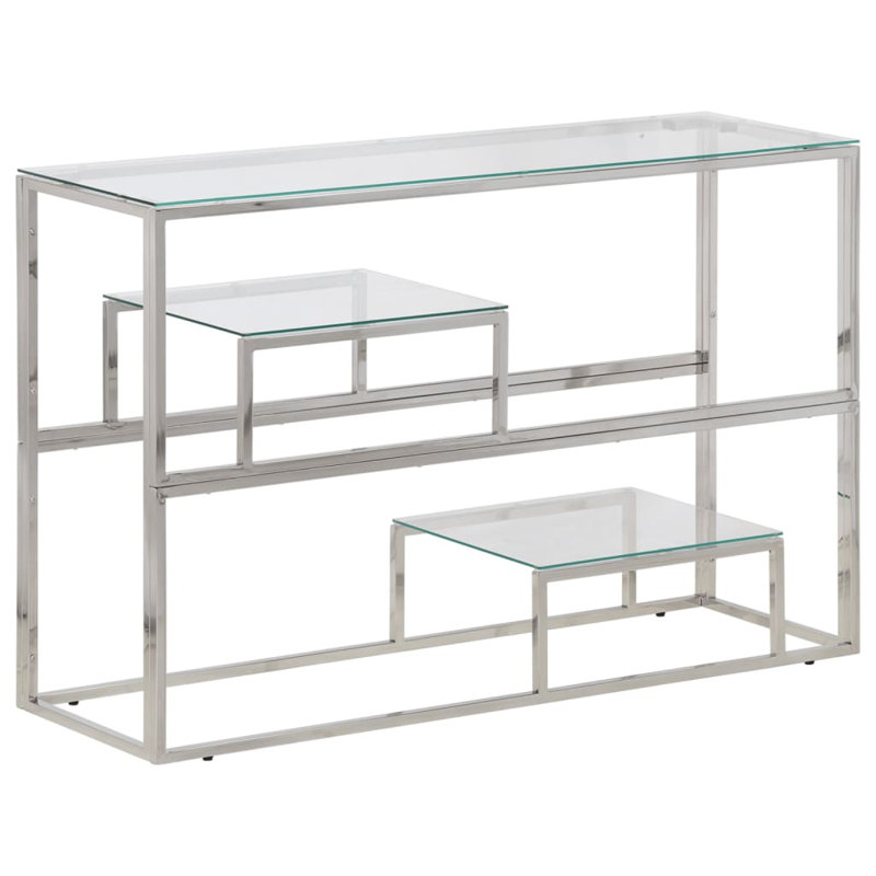 Calisto 110cm Glass Top Console Table, Clear, Silver