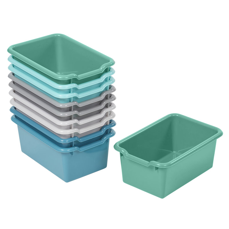 ECR4Kids Scoop Front Plastic Storage Bins, Multipurpose Organization, 10-Piece, Contemporary
