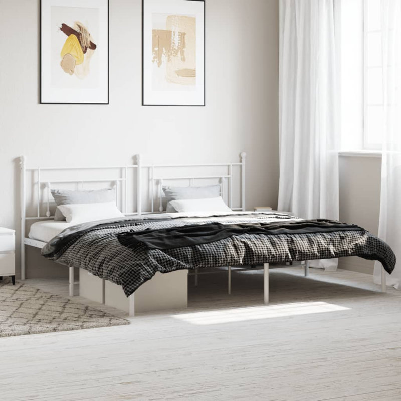 Acari Metal Bed, Small Double (4'), White