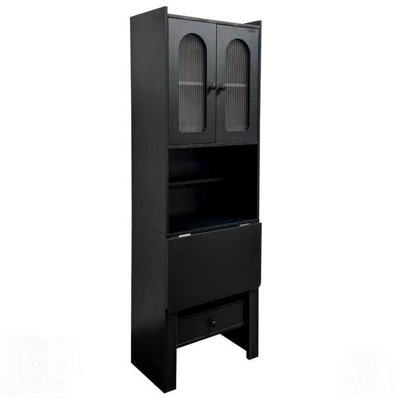 Table d'écriture convertible pliable, armoire de bureau avec tablette et tiroir pour poste de travail multifonctionnel, Noir