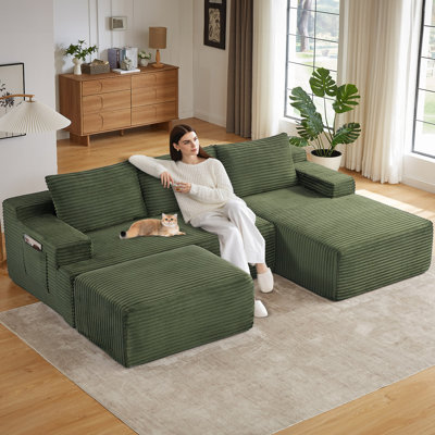 95" Sectional Couches for Living Room Cloud Couch Sofa with L-Shape Upholstered Boneless Couchs Modern Modular Sectional Couch with Chaise