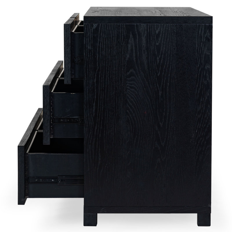Tobiette 6 Drawer Wood Dresser, Black