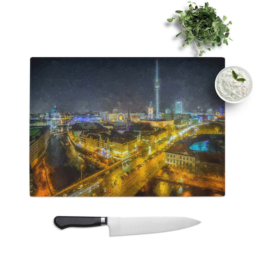 Tempered Glass Berlin Germany Skyline Chopping Board