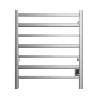 Chauffe-serviettes électrique mural 24 po x 27 po Kontour - nickel brossé, câblé, rails carrés