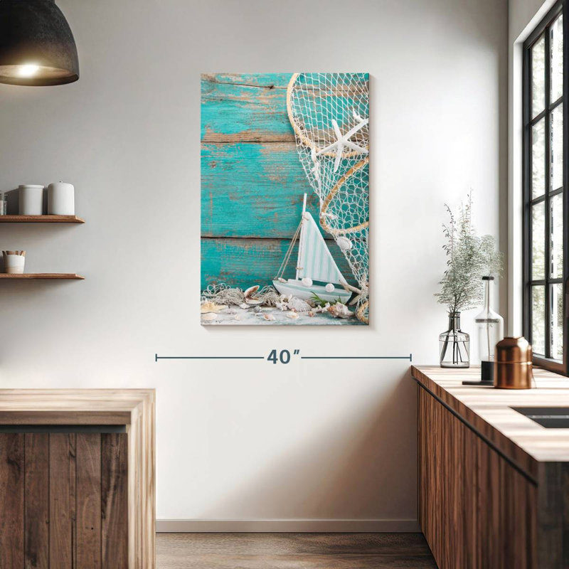Seashells and sailboat Aletra, H 39 po x l 26 po