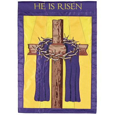 Drapeau croix et couronne «He Is Risen» 13 x 18