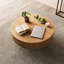 35" wide solid oak circular coffee table with solid wood and wax wood design.-318250659-333487288
