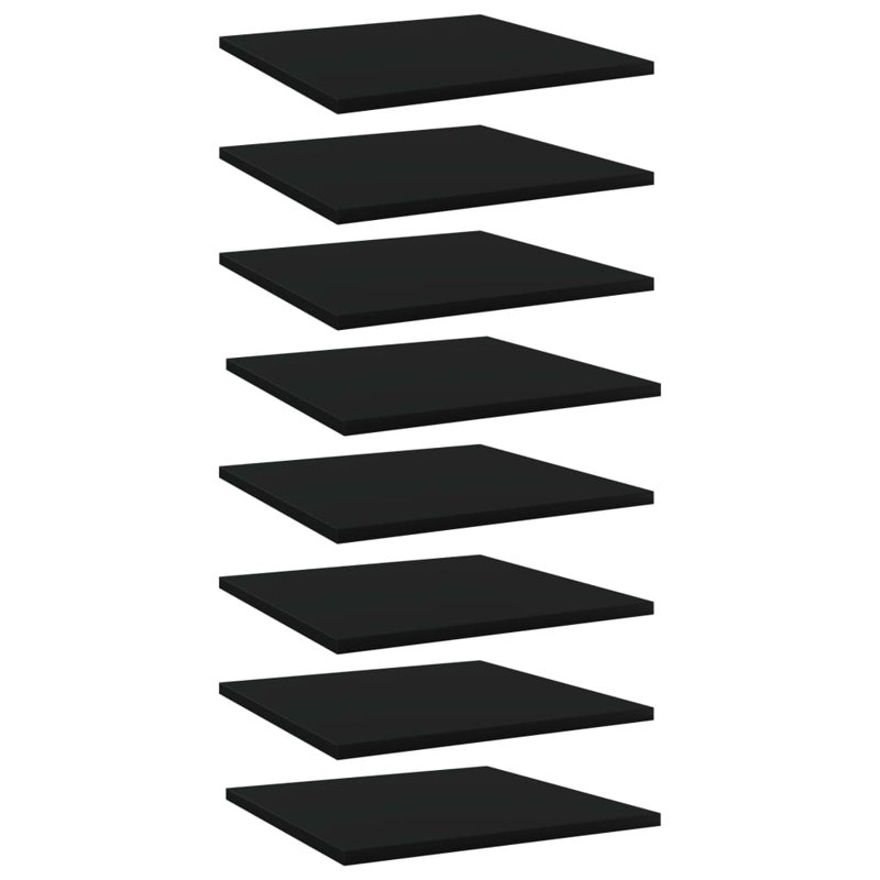 Tablettes pour bibliothèque 8 pièces en bois d'ingénierie, Noir, (8 tablettes) H 0,59 po x l 39,37 po x P 7,87 po