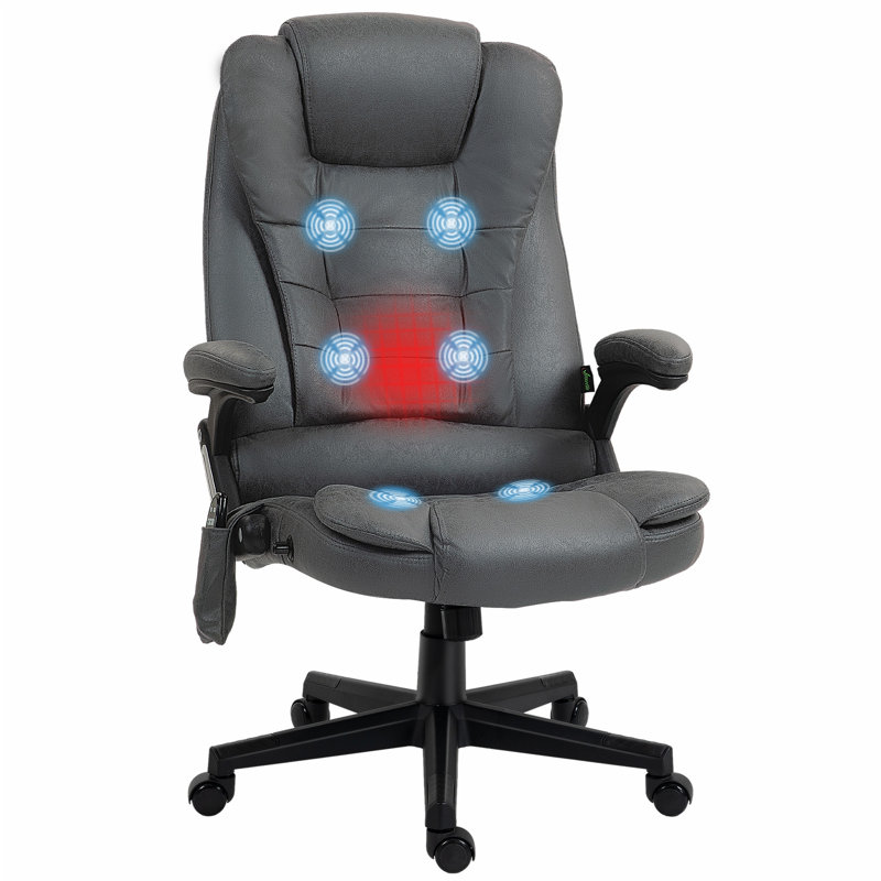High Back Vibration Massage Office Chair With 6 Vibration Points, Microfiber Cloth, Red Brown