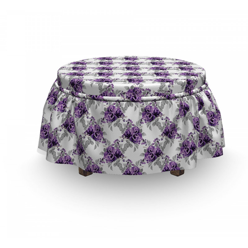 Housse pour repose-pieds rose fleuri