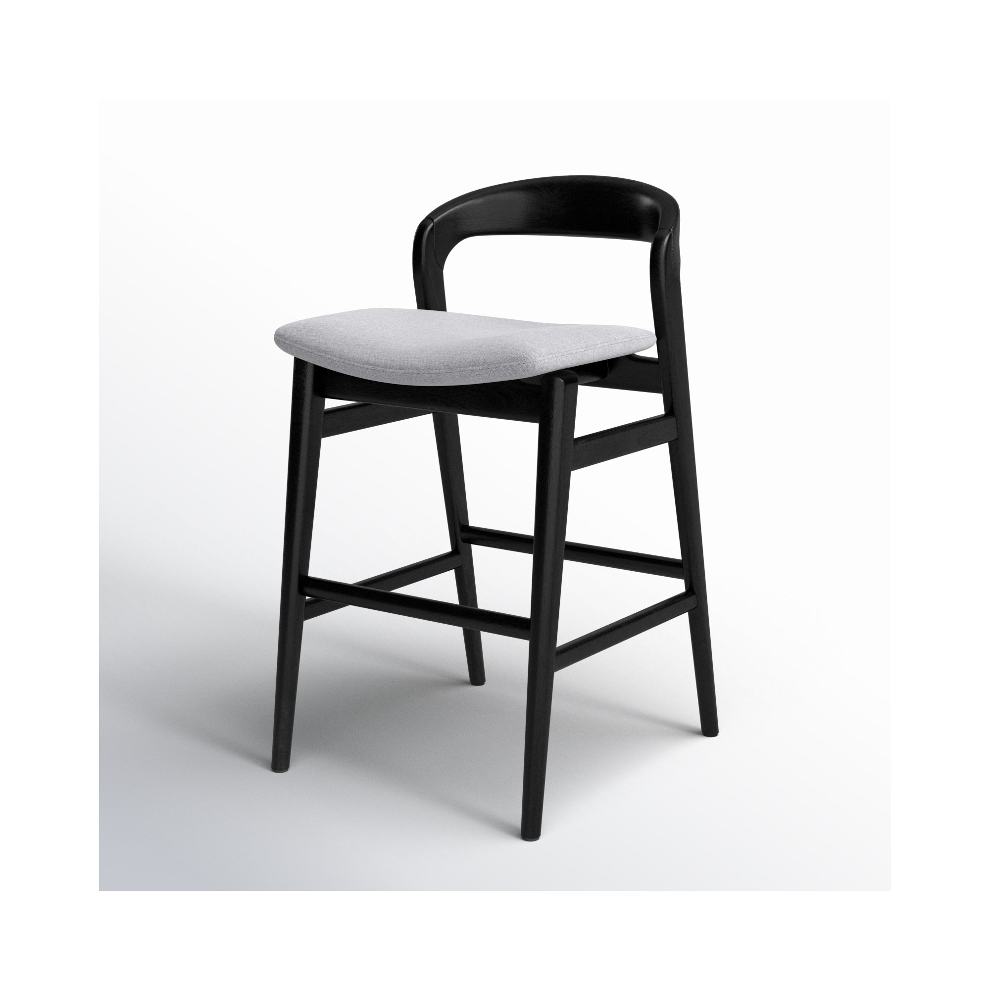Anela Solid Wood Bar & Counter Stool, Essence Gray/Ebano Frame, Counter Stool (25.25" Seat Height)