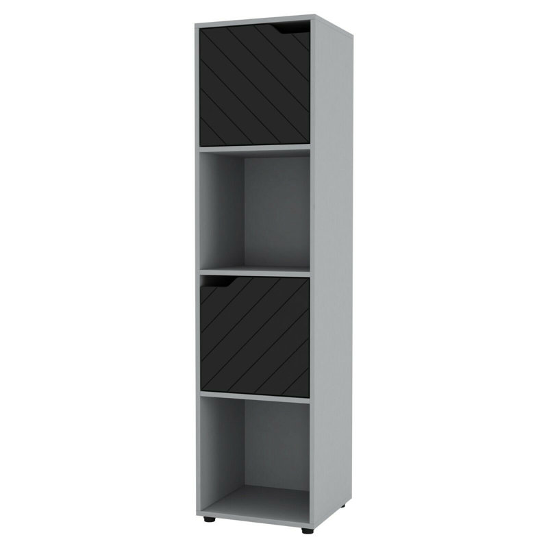 Blodwin 119cm H x 30cm W Cube Bookcase, Grey/Black