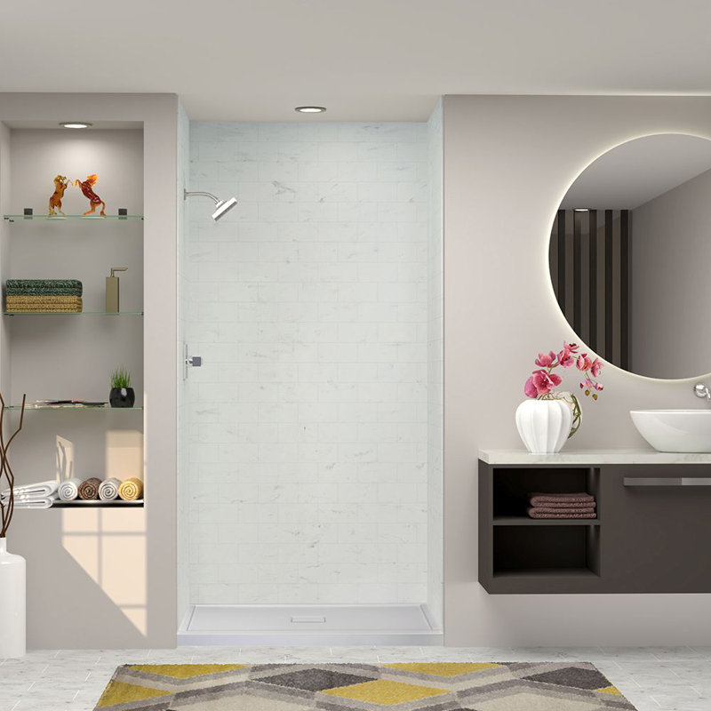 48'' W 34'' D Rectangular Single Shower Base, Gray