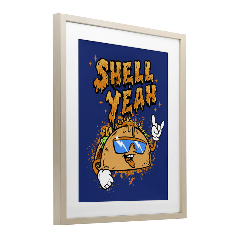 «Shell Yeah» par Taco, Cadre de récolte en pin, H 21 po x l 17 po