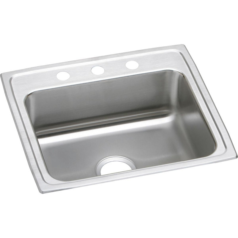 Lustertone 22" Stainless Steel Drop-In Single Bowl Sink