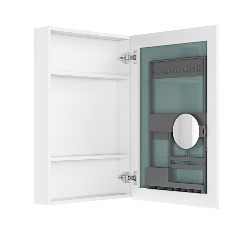 Armoire de rangement de salle de bain de l 20 po x H 30 po, bord de miroir biseauté, porte droite, rangement généreux pour dentifrice, miroir haut, charnières, bords à pharmacie en bois d'ingénierie blanc 20 po x 30 po, ouverture de la porte droite, grand