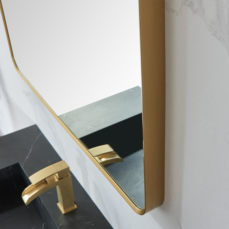 Markhai Aluminium Rectangle Mirror, Brushed Gold, 36'' x 32''