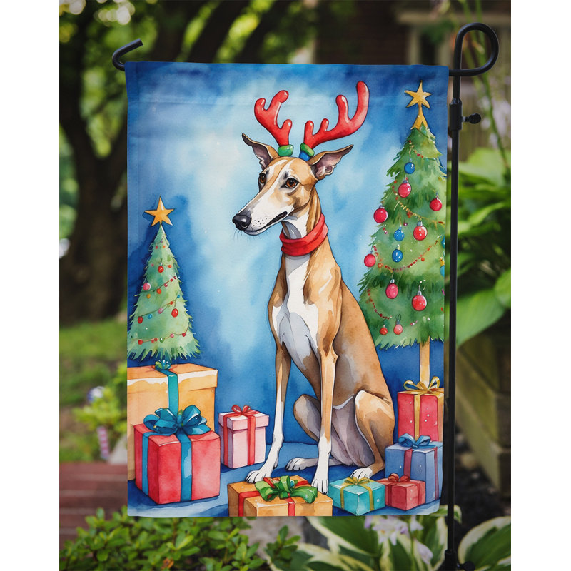 Drapeau de Noël renne de jardin, Lévrier anglais