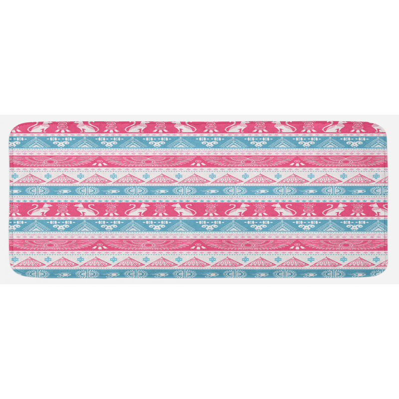 Tapis de cuisine blanc rose bleu pâle, triangles et triangles égyptienne chats ailes