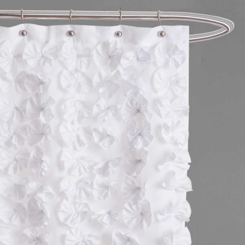 Rideau de douche simple à motif floral Lucia, Blanc