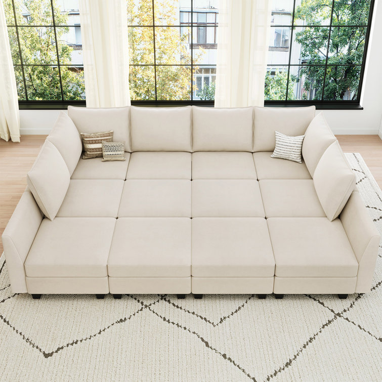 Oversized Velvet Modular Freely Combined Sectional U Shaped Sofa Variable Large Sleeper Storage Couch