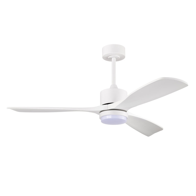 Tariq 52-inch Solid Wood And Metal Lighted Ceiling Fan With Led Lighting - Black-walnut, White  with White Blades