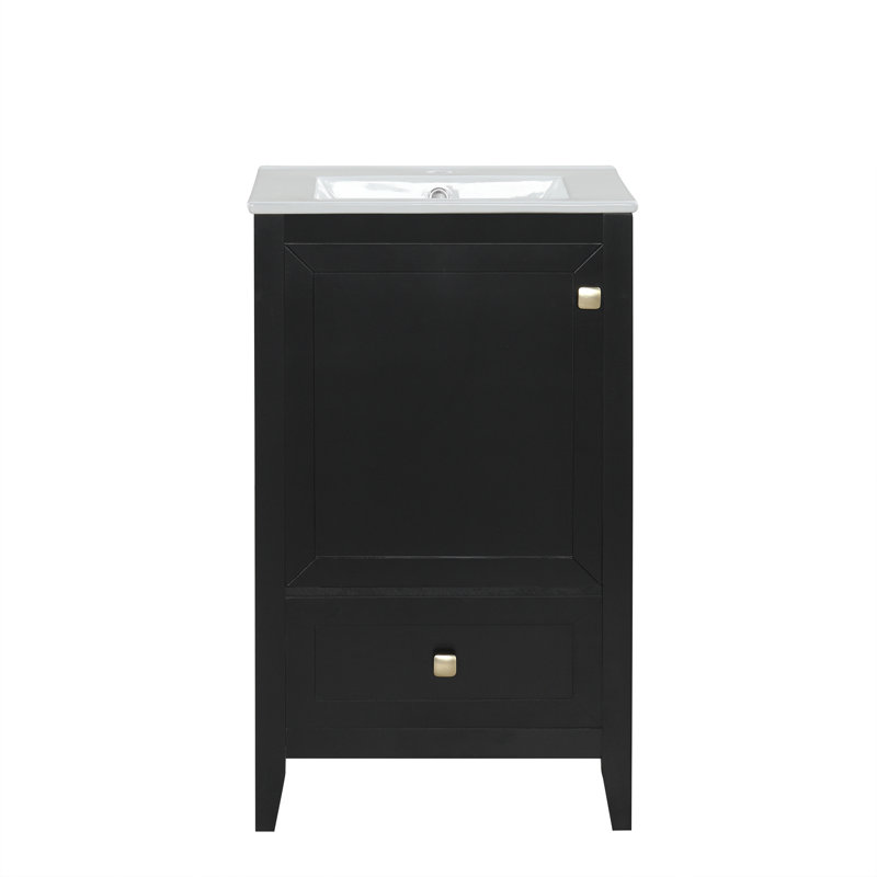 Meuble-lavabo de 20 po avec lavabo, Noir
