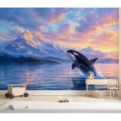 Papier peint auto-adhésif Orca Whale Leaping Ocean