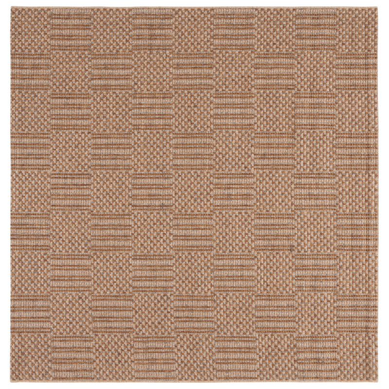 Skellytown Sisal All-Weather Performance Checkered Indoor/Outdoor Area Rug, Square 6'7"