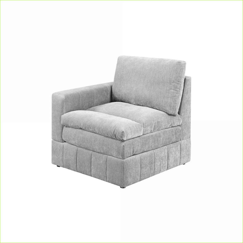 Canapé modulaire contemporain à un accoudoir modulaire Morgan Suede gris anthracite LAF / RAF | Gris | Tissu
