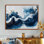 Or et bleu céleste fluidité I - encre liquide, art mural